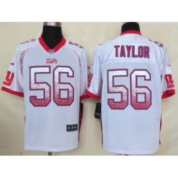 Nike New York Giants #56 Lawrence Taylor Drift Fashion White Elite Jersey