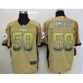 Nike Pittsburgh Steelers #58 Jack Lambert Drift Fashion Yellow Elite Jersey