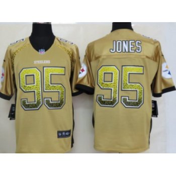 Nike Pittsburgh Steelers #95 Jarvis Jones Drift Fashion Yellow Elite Jersey
