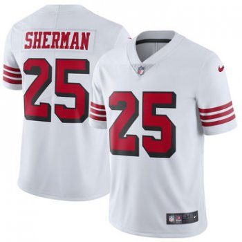 Nike San Francisco 49ers #25 Richard Sherman White Color Rush Vapor Untouchable Limited New Throwback Jersey