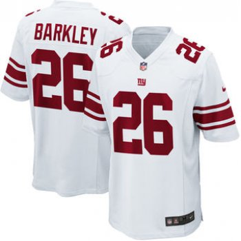 Men's New York Giants #26 Saquon Barkley Nike White 2018 NFL Draft Pick Game Jersey