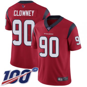 Texans #90 Jadeveon Clowney Red Alternate Men's Stitched Football 100th Season Vapor Limited Jersey