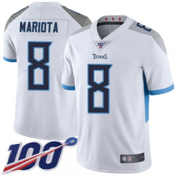 Titans #8 Marcus Mariota White Men's Stitched Football 100th Season Vapor Limited Jersey