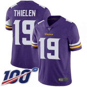 Vikings #19 Adam Thielen Purple Team Color Men's Stitched Football 100th Season Vapor Limited Jersey