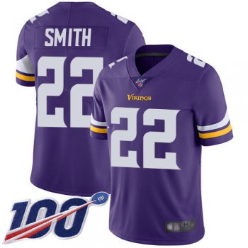 Vikings #22 Harrison Smith Purple Team Color Men's Stitched Football 100th Season Vapor Limited Jersey