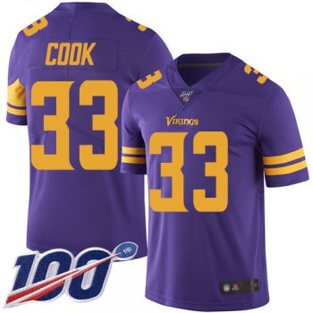 Vikings #33 Dalvin Cook Purple Men's Stitched Football Limited Rush 100th Season Jersey