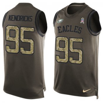 Men's Philadelphia Eagles #95 Mychal Kendricks Green Salute to Service Hot Pressing Player Name & Number Nike NFL Tank Top Jersey