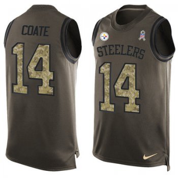 Men's Pittsburgh Steelers #14 Sammie Coates Green Salute to Service Hot Pressing Player Name & Number Nike NFL Tank Top Jersey