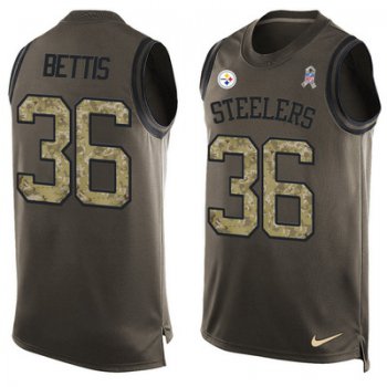 Men's Pittsburgh Steelers #36 Jerome Bettis Green Salute to Service Hot Pressing Player Name & Number Nike NFL Tank Top Jersey