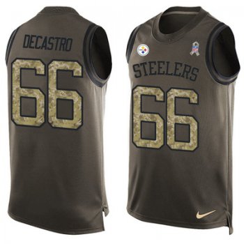 Men's Pittsburgh Steelers #66 David DeCastro Green Salute to Service Hot Pressing Player Name & Number Nike NFL Tank Top Jersey
