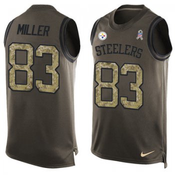 Men's Pittsburgh Steelers #83 Heath Miller Green Salute to Service Hot Pressing Player Name & Number Nike NFL Tank Top Jersey