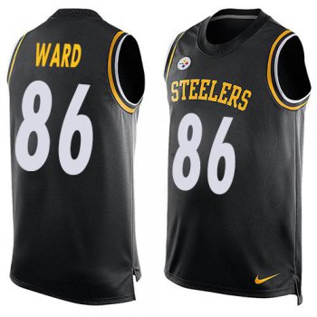 Men's Pittsburgh Steelers #86 Hines Ward Black Hot Pressing Player Name & Number Nike NFL Tank Top Jersey