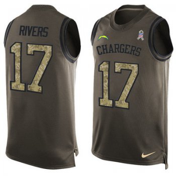 Men's San Diego Chargers #17 Philip Rivers Green Salute to Service Hot Pressing Player Name & Number Nike NFL Tank Top Jersey
