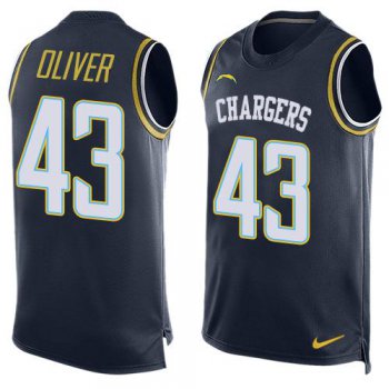 Men's San Diego Chargers #43 Branden Oliver Navy Blue Hot Pressing Player Name & Number Nike NFL Tank Top Jersey