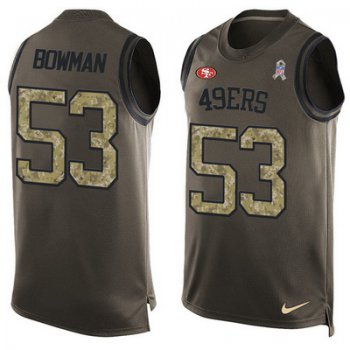 Men's San Francisco 49ers #53 NaVorro Bowman Green Salute to Service Hot Pressing Player Name & Number Nike NFL Tank Top Jersey