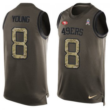 Men's San Francisco 49ers #8 Steve Young Green Salute to Service Hot Pressing Player Name & Number Nike NFL Tank Top Jersey