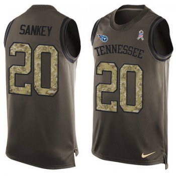 Men's Tennessee Titans #20 Bishop Sankey Green Salute to Service Hot Pressing Player Name & Number Nike NFL Tank Top Jersey