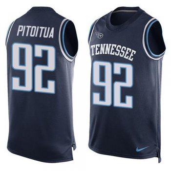 Men's Tennessee Titans #92 Ropati Pitoitua Navy Blue Hot Pressing Player Name & Number Nike NFL Tank Top Jersey