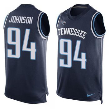 Men's Tennessee Titans #94 Austin Johnson Navy Blue Hot Pressing Player Name & Number Nike NFL Tank Top Jersey