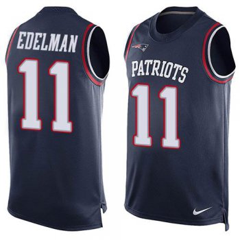 Men's New England Patriots #11 Julian Edelman Navy Blue Hot Pressing Player Name & Number Nike NFL Tank Top Jersey