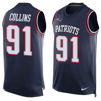 Men's New England Patriots #91 Jamie Collins Navy Blue Hot Pressing Player Name & Number Nike NFL Tank Top Jersey