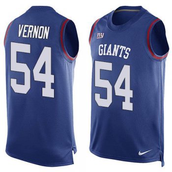 Men's New York Giants #54 Olivier Vernon Royal Blue Hot Pressing Player Name & Number Nike NFL Tank Top Jersey