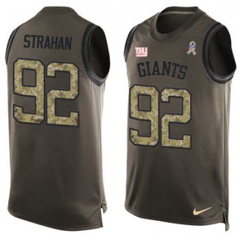 Men's New York Giants #92 Michael Strahan Green Salute to Service Hot Pressing Player Name & Number Nike NFL Tank Top Jersey