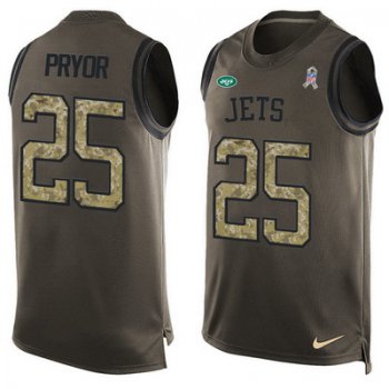 Men's New York Jets #25 Calvin Pryor Green Salute to Service Hot Pressing Player Name & Number Nike NFL Tank Top Jersey