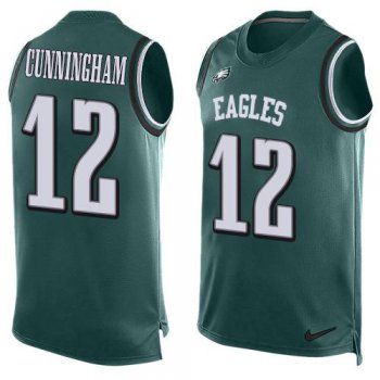Men's Philadelphia Eagles #12 Randall Cunningham Midnight Green Hot Pressing Player Name & Number Nike NFL Tank Top Jersey