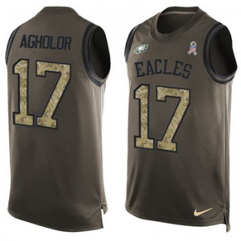 Men's Philadelphia Eagles #17 Nelson Agholor Green Salute to Service Hot Pressing Player Name & Number Nike NFL Tank Top Jersey