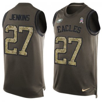 Men's Philadelphia Eagles #27 Malcolm Jenkins Green Salute to Service Hot Pressing Player Name & Number Nike NFL Tank Top Jersey