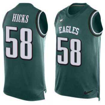 Men's Philadelphia Eagles #58 Jordan Hicks Midnight Green Hot Pressing Player Name & Number Nike NFL Tank Top Jersey