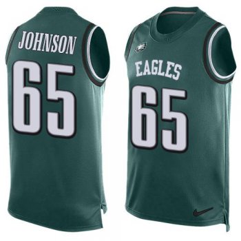 Men's Philadelphia Eagles #65 Lane Johnson Midnight Green Hot Pressing Player Name & Number Nike NFL Tank Top Jersey