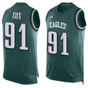 Men's Philadelphia Eagles #91 Fletcher Cox Midnight Green Hot Pressing Player Name & Number Nike NFL Tank Top Jersey