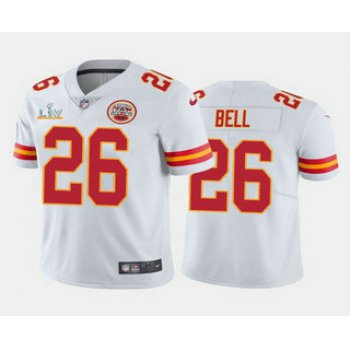 Men's Kansas City Chiefs #26 Le'Veon Bell White 2021 Super Bowl LV Limited Stitched NFL Jersey