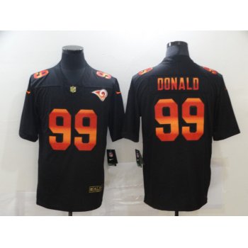 Men's Los Angeles Rams #99 Aaron Donald Black Red Orange Stripe Vapor Limited Nike NFL Jersey