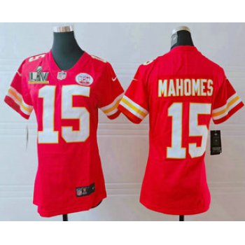 Women's Kansas City Chiefs #15 Patrick Mahomes Red 2021 Super Bowl LV Vapor Untouchable Stitched Nike Limited NFL Jersey