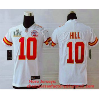 Youth Kansas City Chiefs #10 Tyreek Hill White 2021 Super Bowl LV Vapor Untouchable Stitched Nike Limited NFL Jersey