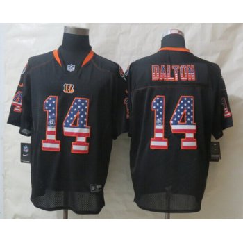 Nike Cincinnati Bengals #14 Andy Dalton 2014 USA Flag Fashion Black Elite Jersey