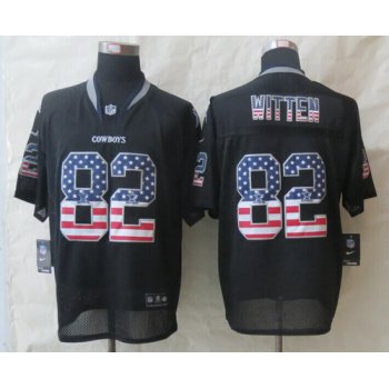 Nike Dallas Cowboys #82 Jason Witten 2014 USA Flag Fashion Black Elite Jersey