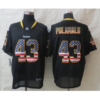 Nike Pittsburgh Steelers #43 Troy Polamalu 2014 USA Flag Fashion Black Elite Jersey
