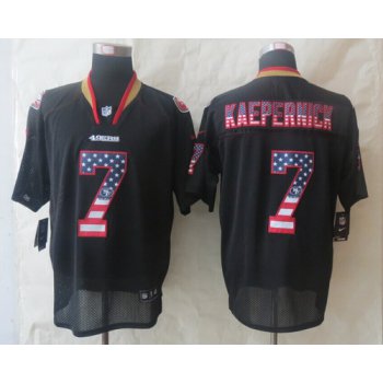 Nike San Francisco 49ers #7 Colin Kaepernick 2014 USA Flag Fashion Black Elite Jersey