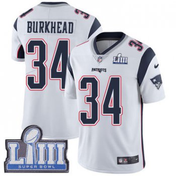 #34 Limited Rex Burkhead White Nike NFL Road Youth Jersey New England Patriots Vapor Untouchable Super Bowl LIII Bound