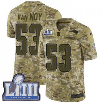 #53 Limited Kyle Van Noy Camo Nike NFL Youth Jersey New England Patriots 2018 Salute to Service Super Bowl LIII Bound