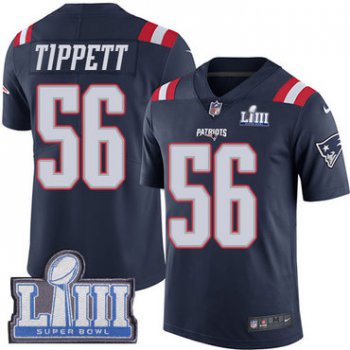 #56 Limited Andre Tippett Navy Blue Nike NFL Youth Jersey New England Patriots Rush Vapor Untouchable Super Bowl LIII Bound