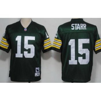 Green Bay Packers #15 Bart Starr Green Short-Sleeved Throwback Jersey