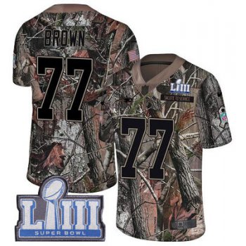 #77 Limited Trent Brown Camo Nike NFL Youth Jersey New England Patriots Rush Realtree Super Bowl LIII Bound
