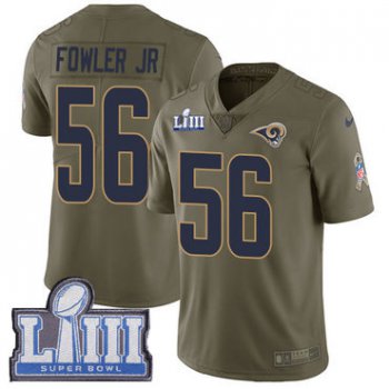 Youth Los Angeles Rams #56 Limited Dante Fowler Jr Olive Nike NFL 2017 Salute to Service Super Bowl LIII Bound Limited Jersey