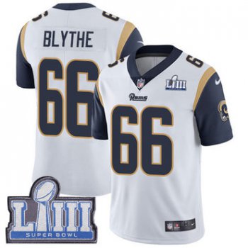 Youth Los Angeles Rams #66 Austin Blythe White Nike NFL Road Youth Jersey Los Angeles Rams Vapor Untouchable Super Bowl LIII Bound Limited Jersey