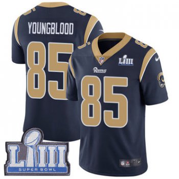 Youth Los Angeles Rams #85 Limited Jack Youngblood Navy Blue Nike NFL Home Vapor Untouchable Super Bowl LIII Bound Limited Jersey